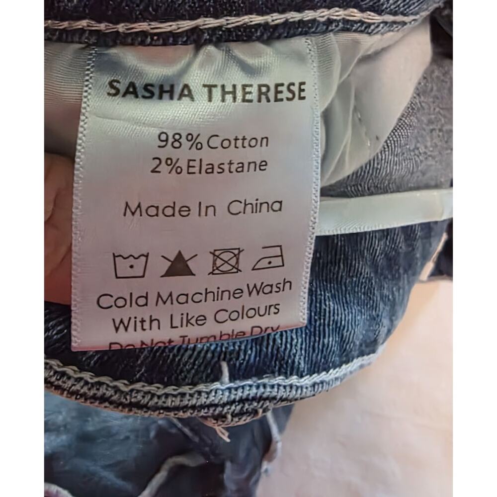 Sasha Therese Women's Baggy Slouchy Wide-Leg Cairo Jeans Large 8 Cutouts Low - Picture 5 of 11